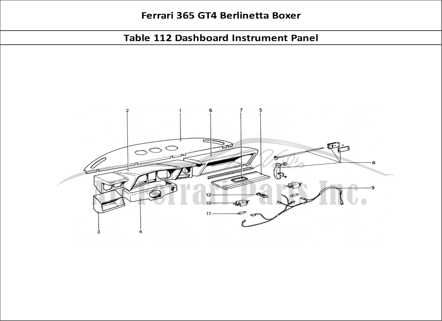 Ferrari Parts Ferrari 365 GT4 Berlinetta Boxer Page 112 Instrument Panel