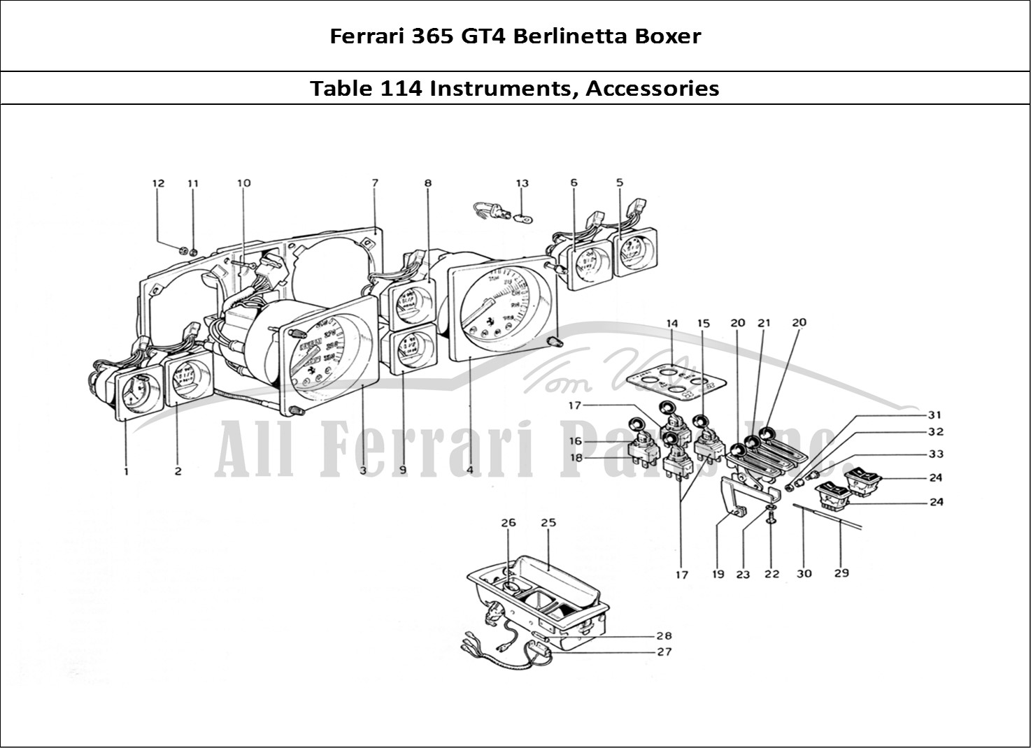 Ferrari Parts Ferrari 365 GT4 Berlinetta Boxer Page 114 Instruments and Accessori