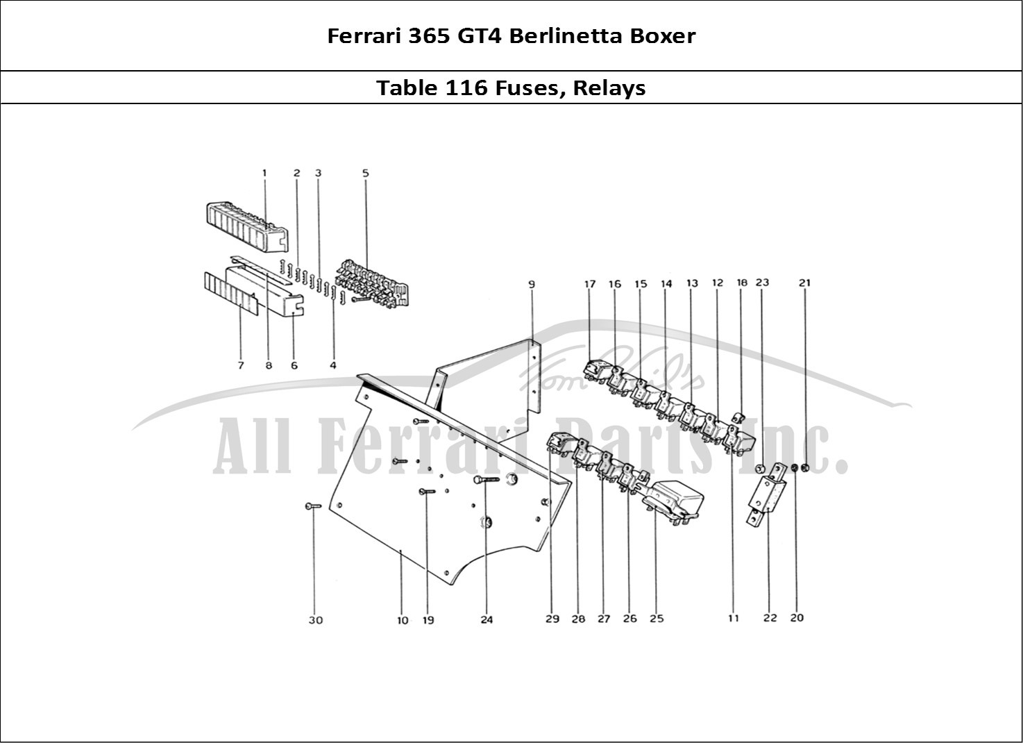 Ferrari Parts Ferrari 365 GT4 Berlinetta Boxer Page 116 Fuses and Relays
