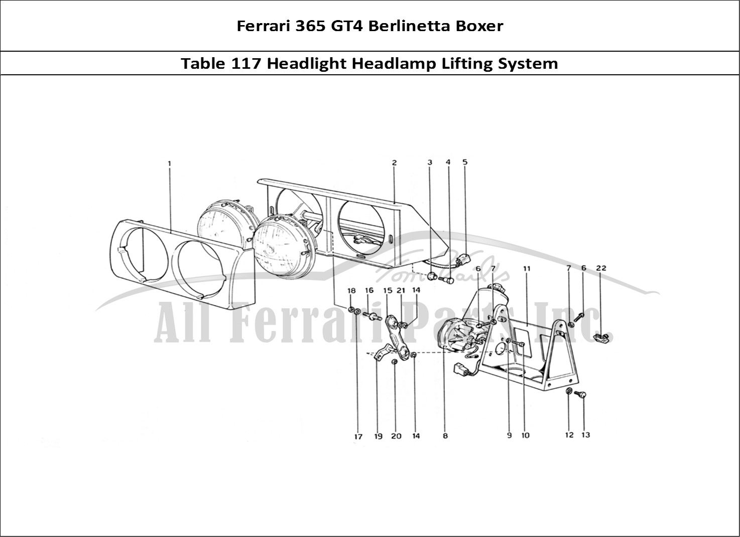 Ferrari Parts Ferrari 365 GT4 Berlinetta Boxer Page 117 Headlights Lifting Device