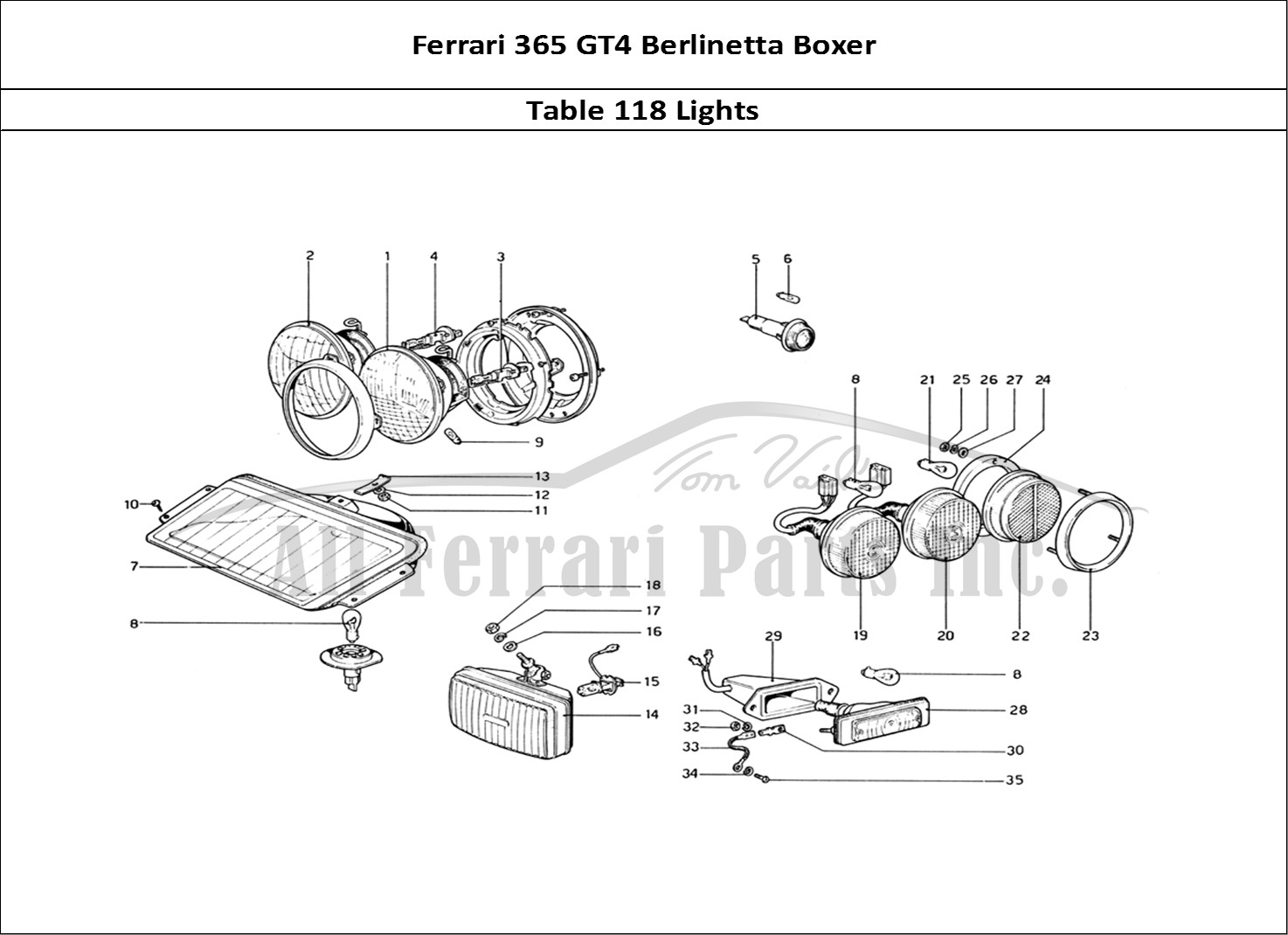 Ferrari Parts Ferrari 365 GT4 Berlinetta Boxer Page 118 Lights
