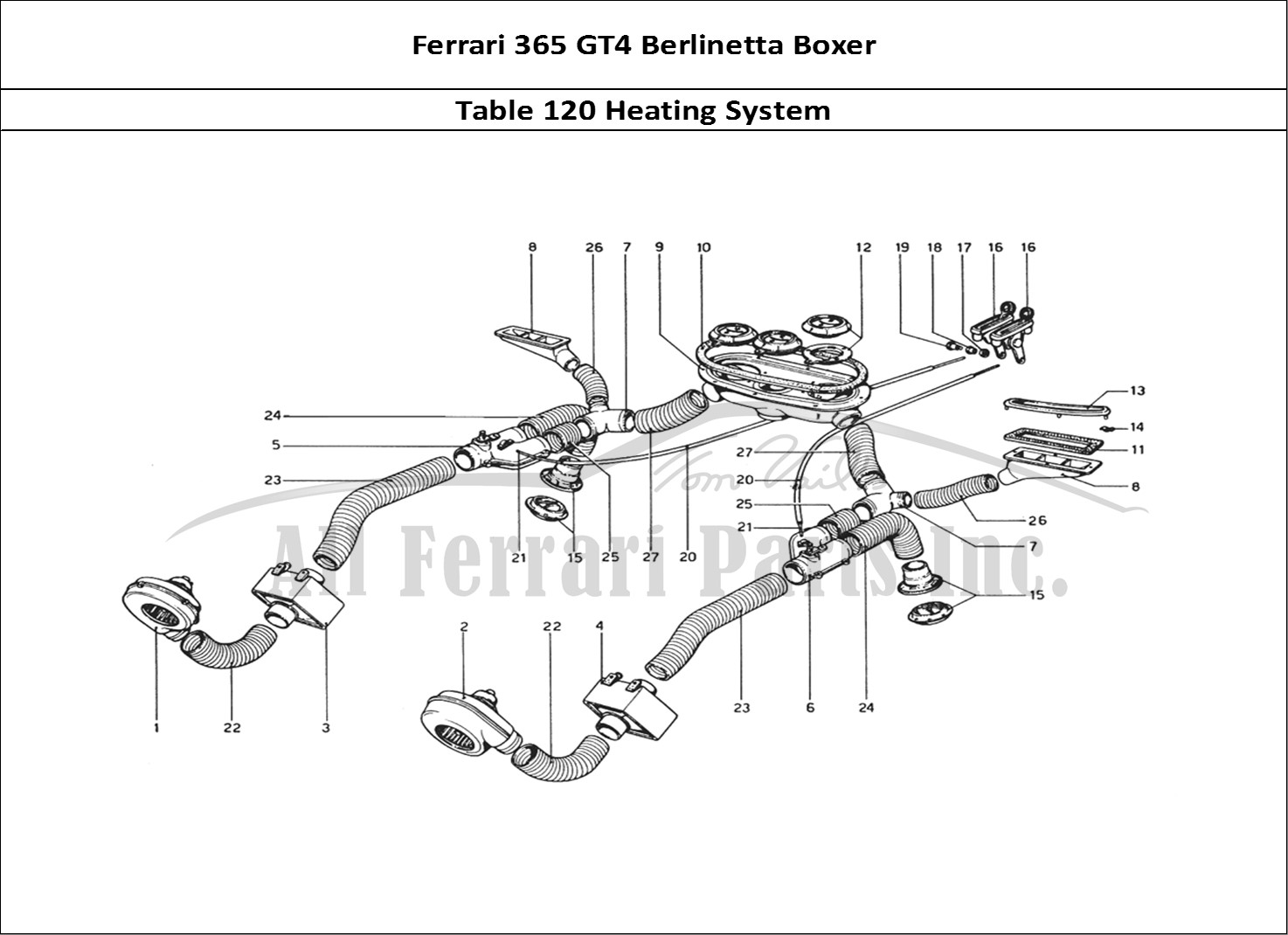 Ferrari Parts Ferrari 365 GT4 Berlinetta Boxer Page 120 Heating System
