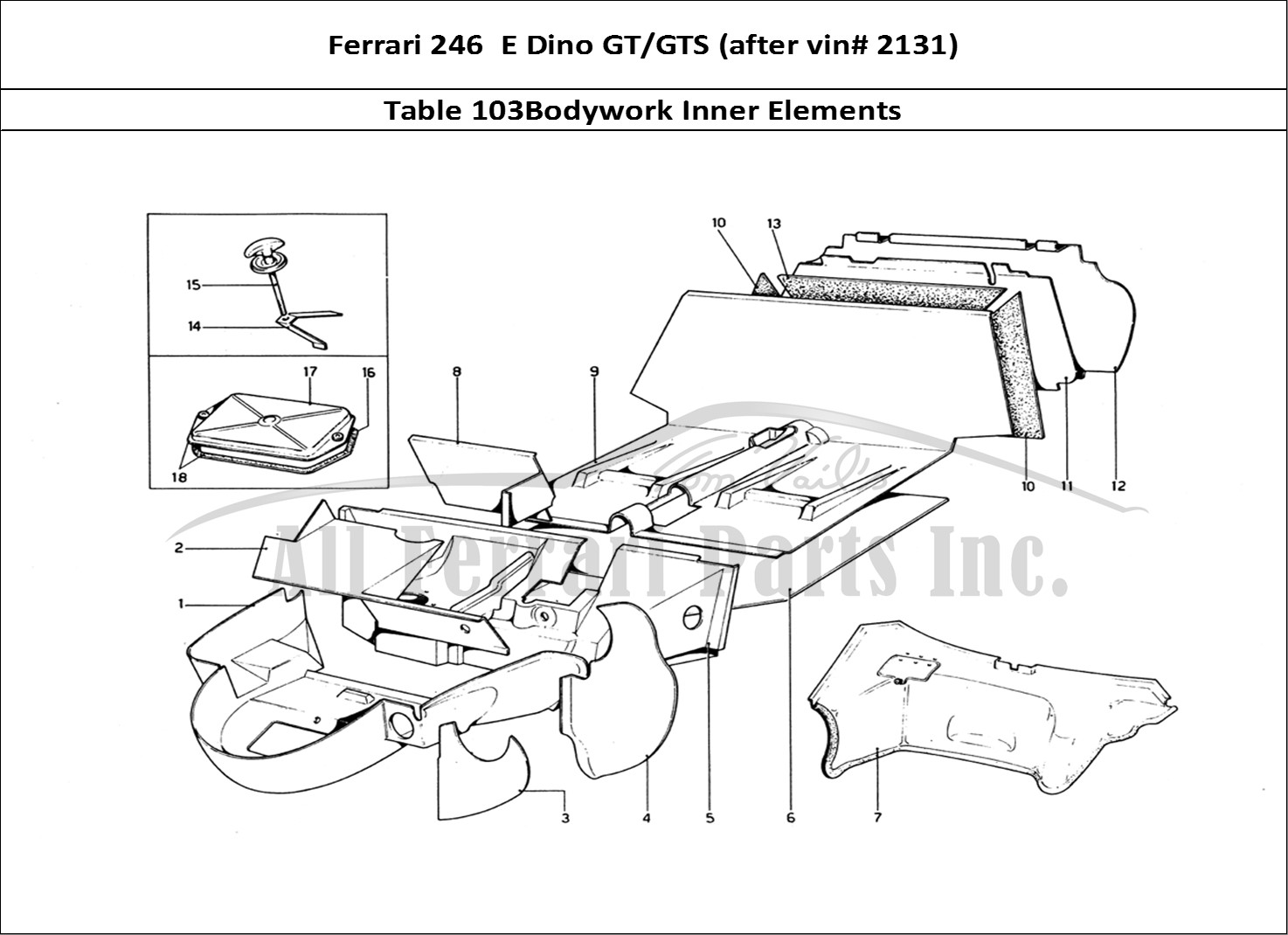Ferrari Parts Ferrari 246 Dino (1975) Page 103 Body Shell - Inner Elemen