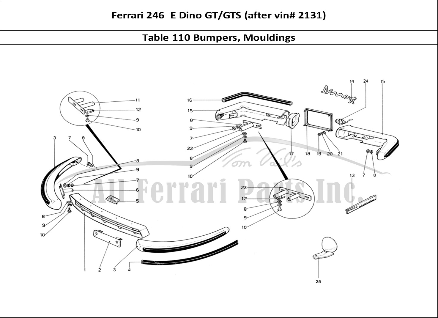 Ferrari Parts Ferrari 246 Dino (1975) Page 110 Bumpers and Mouldings