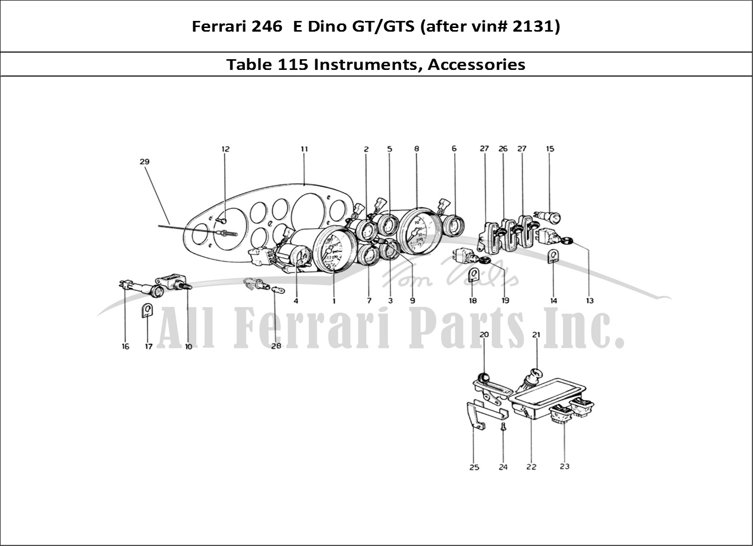 Ferrari Parts Ferrari 246 Dino (1975) Page 115 Instruments and Accessori
