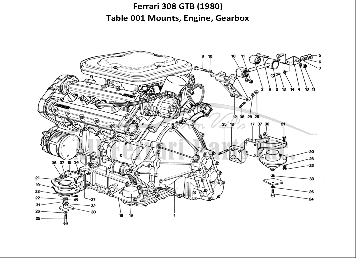 Ferrari Parts Ferrari 308 GTB (1980) Page 001 Engine - Gearbox and Supp