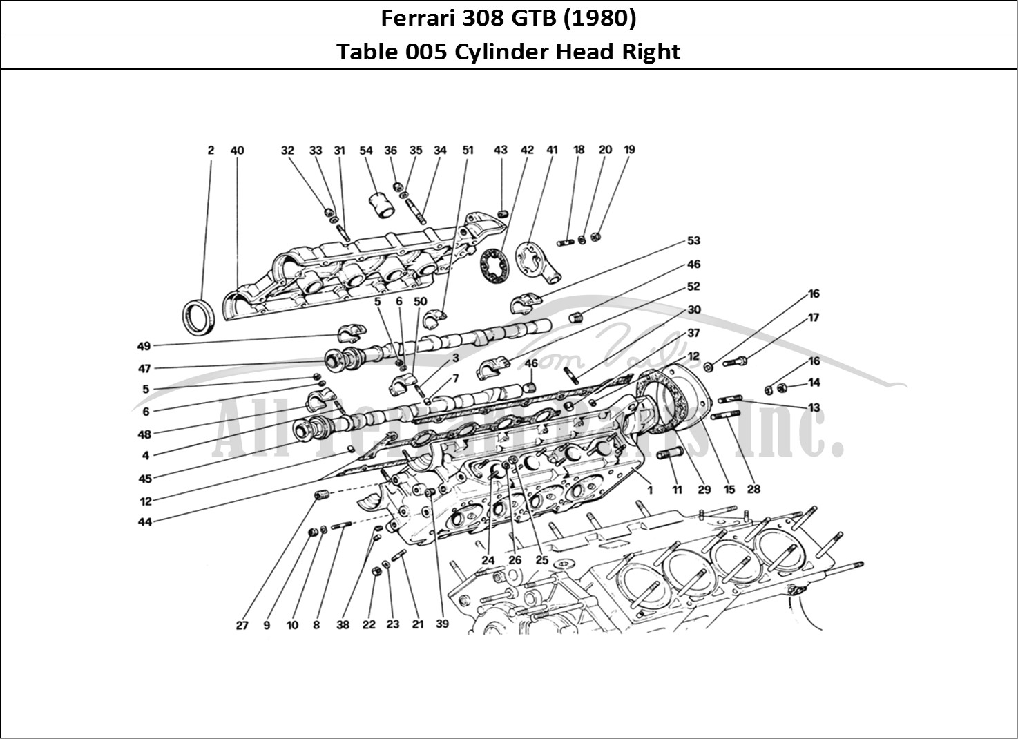 Ferrari Parts Ferrari 308 GTB (1980) Page 005 Cylinder Head (Right)