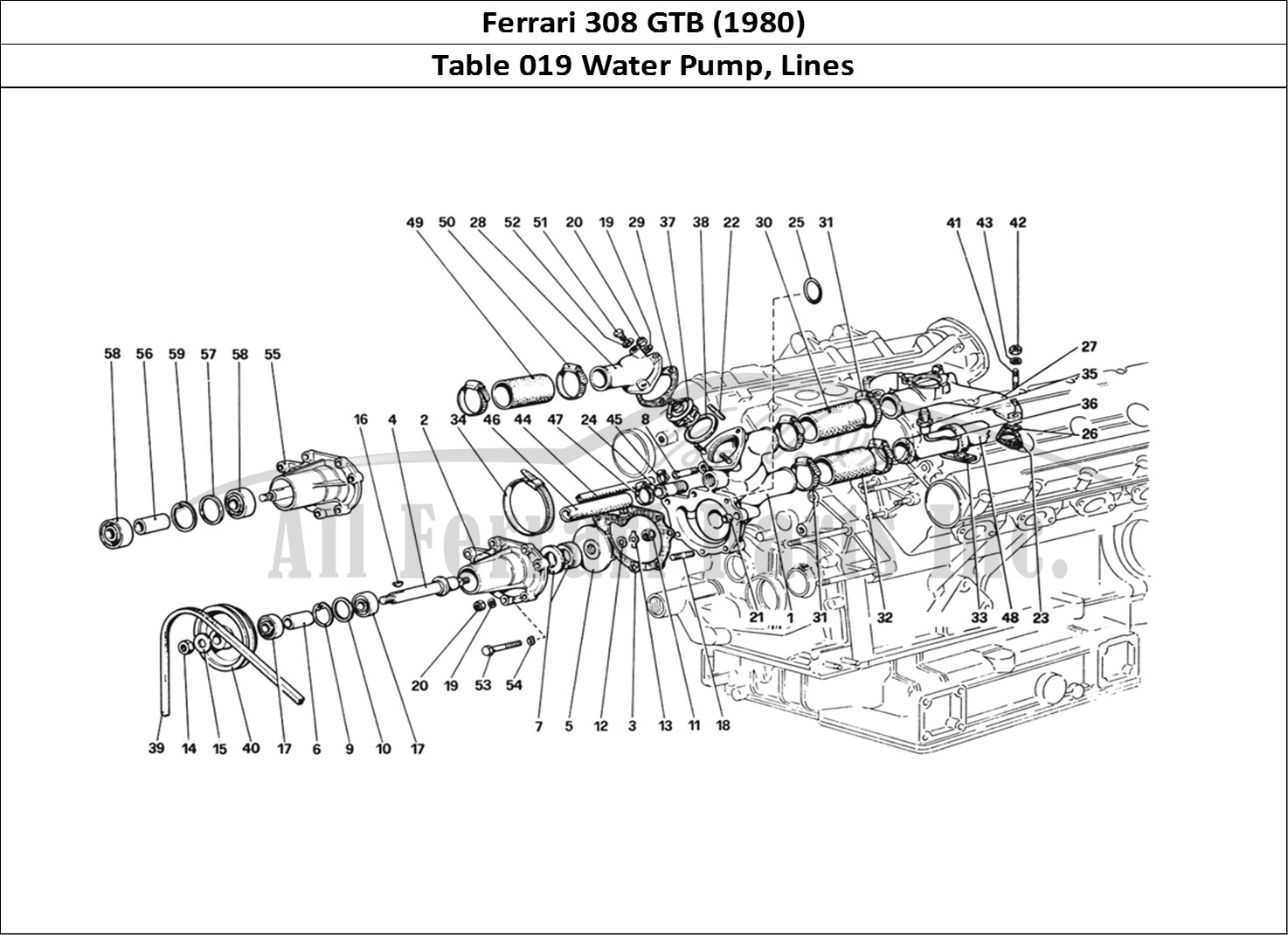 Ferrari Parts Ferrari 308 GTB (1980) Page 019 Water Pump and Pipings