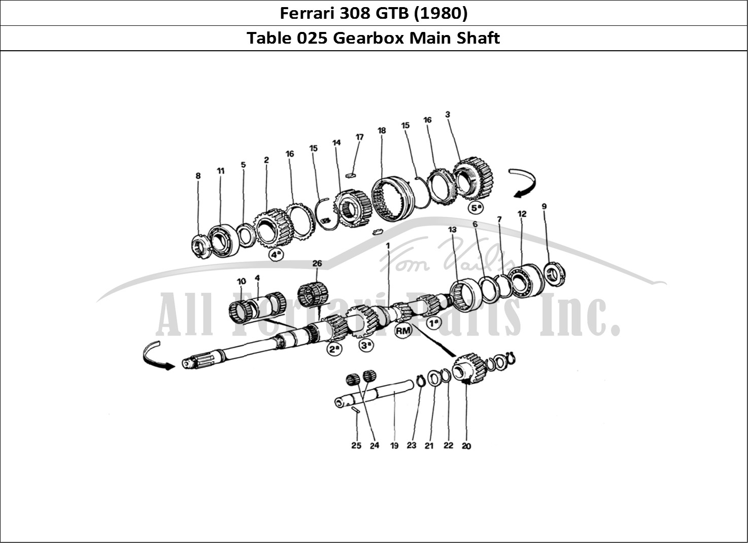 Ferrari Parts Ferrari 308 GTB (1980) Page 025 Main Shaft Gears