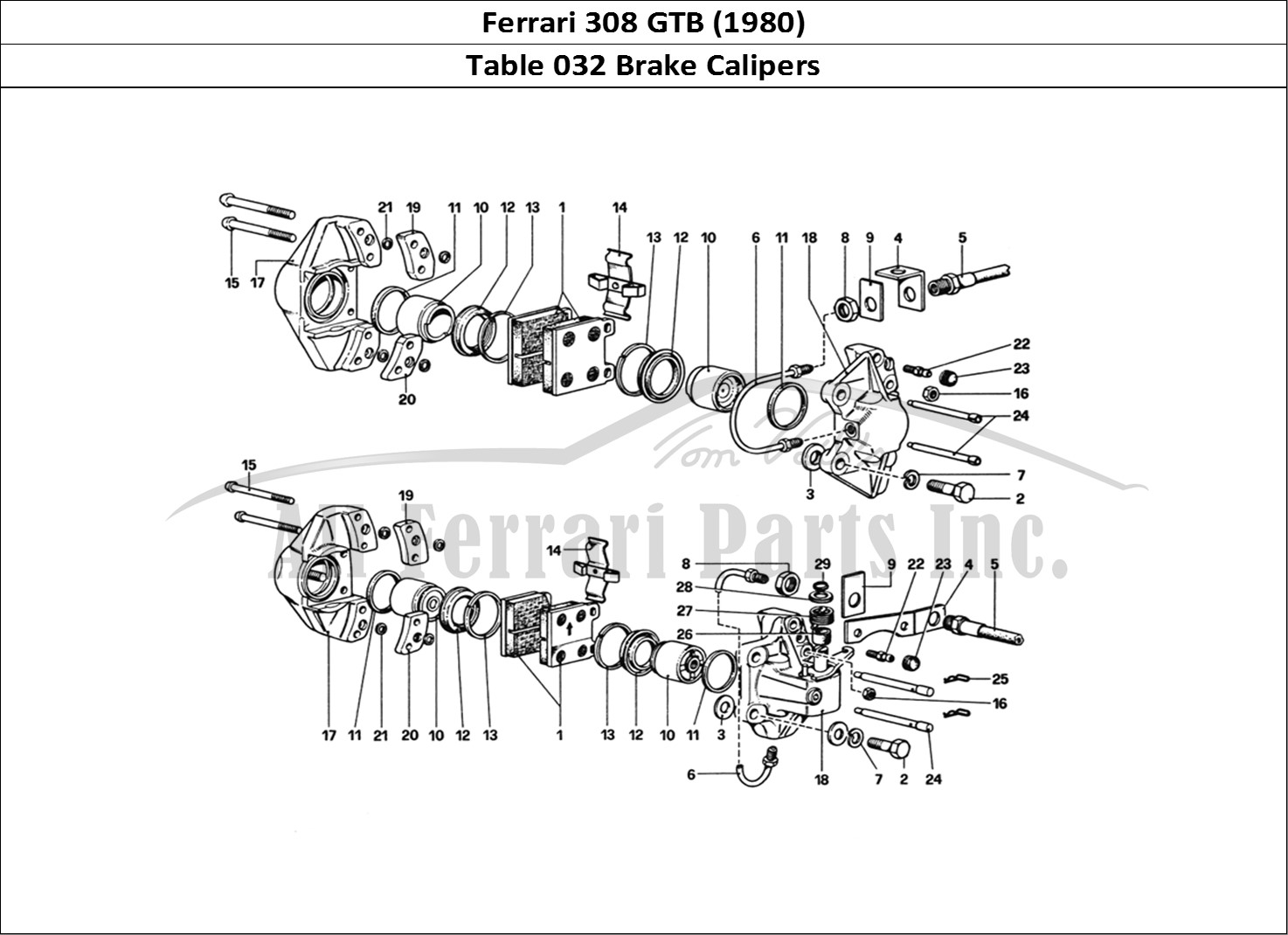 Ferrari Parts Ferrari 308 GTB (1980) Page 032 Calipers for Front and Re