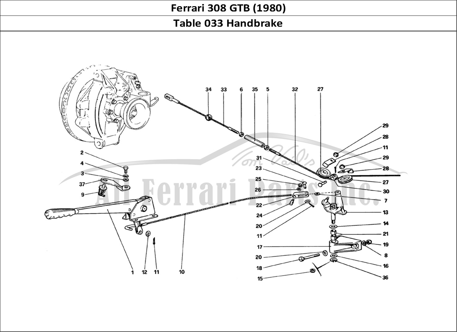 Ferrari Parts Ferrari 308 GTB (1980) Page 033 Hand-Brake Control
