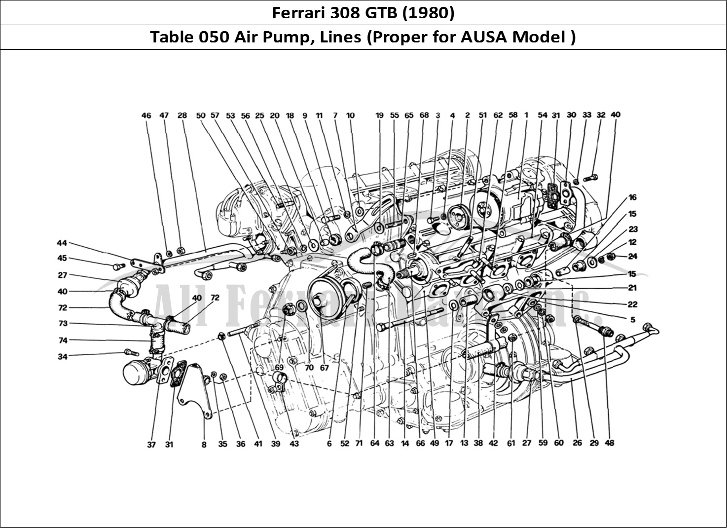 Ferrari Parts Ferrari 308 GTB (1980) Page 050 Air Pump and Pipings (Var