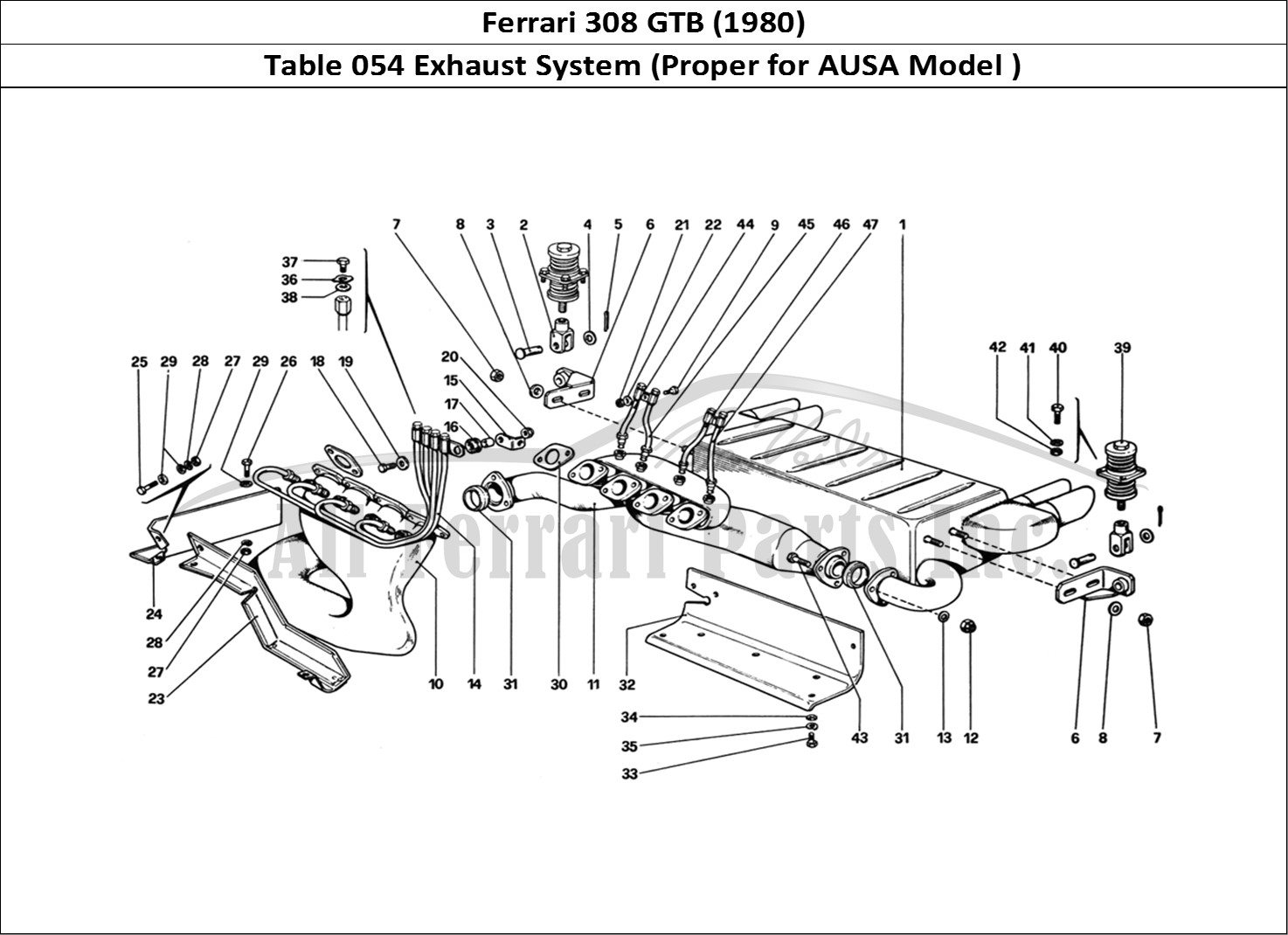 Ferrari Parts Ferrari 308 GTB (1980) Page 054 Exhaust System (Variants