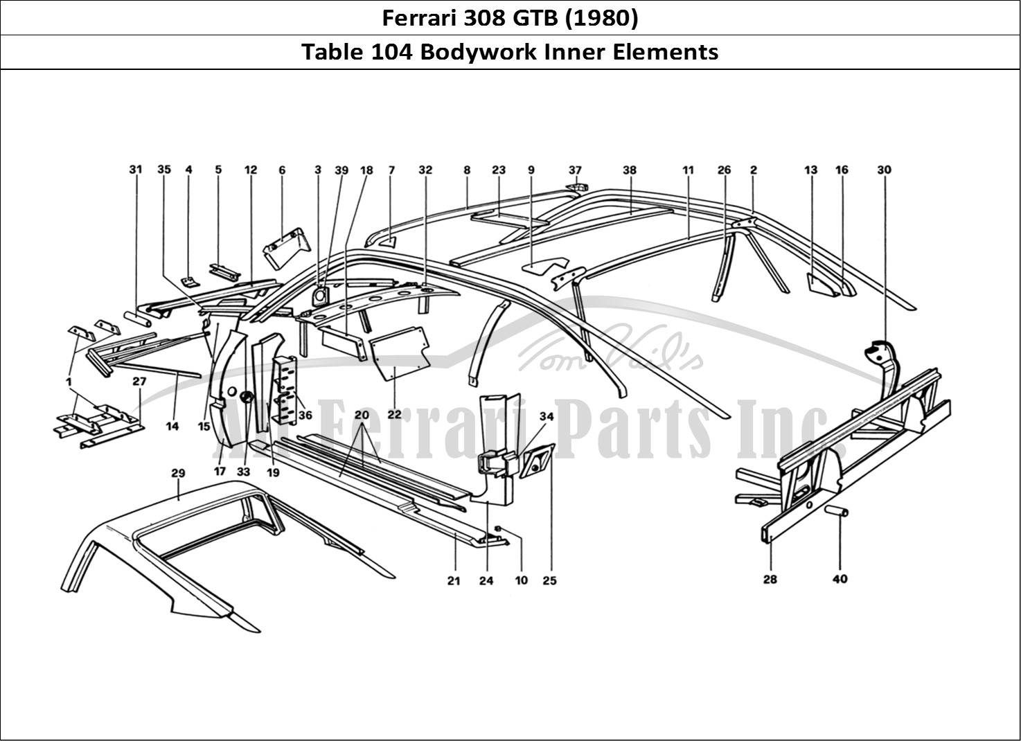 Ferrari Parts Ferrari 308 GTB (1980) Page 104 Body Shell - Inner Elemen