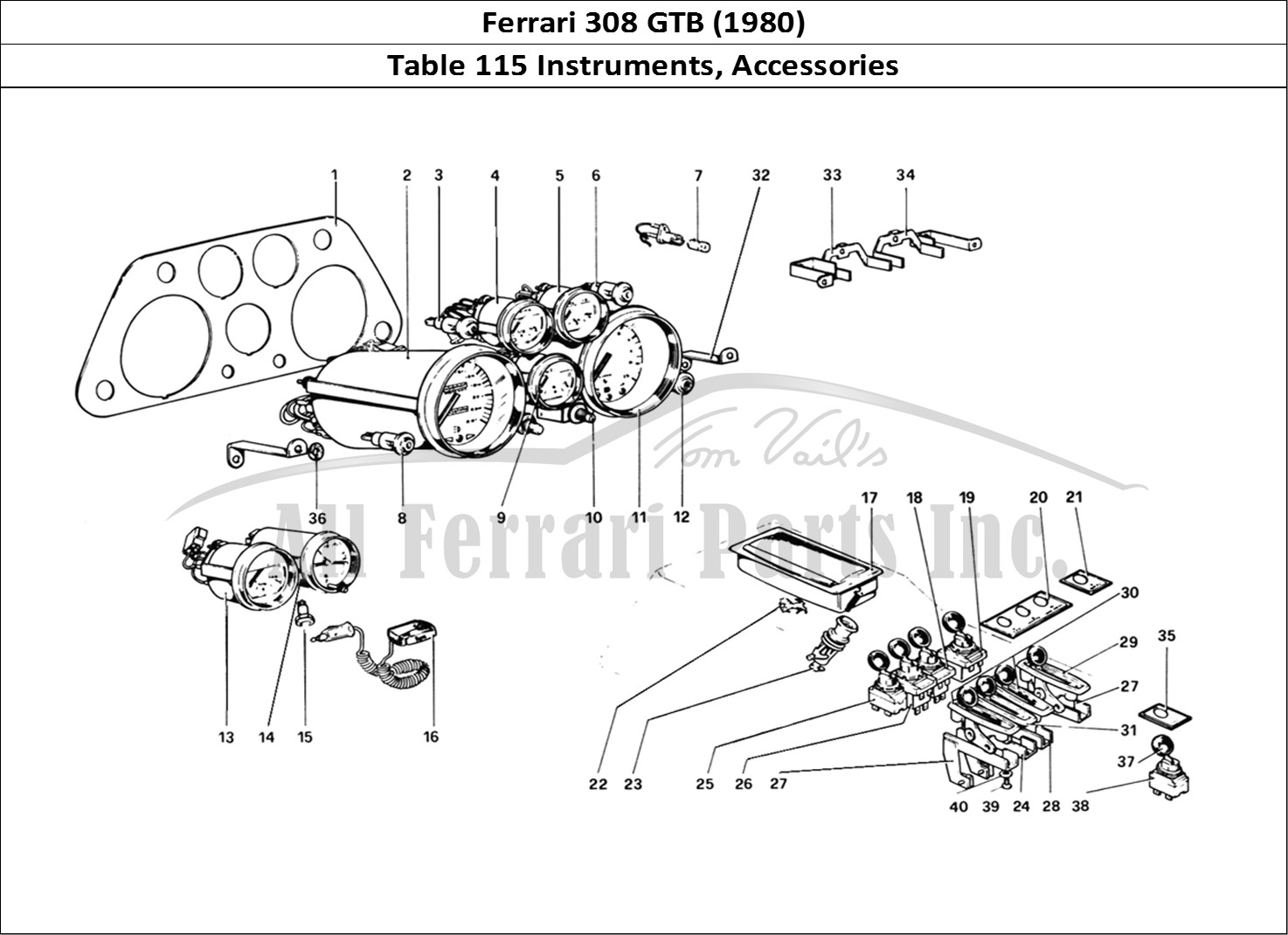 Ferrari Parts Ferrari 308 GTB (1980) Page 115 Instruments and Accessori