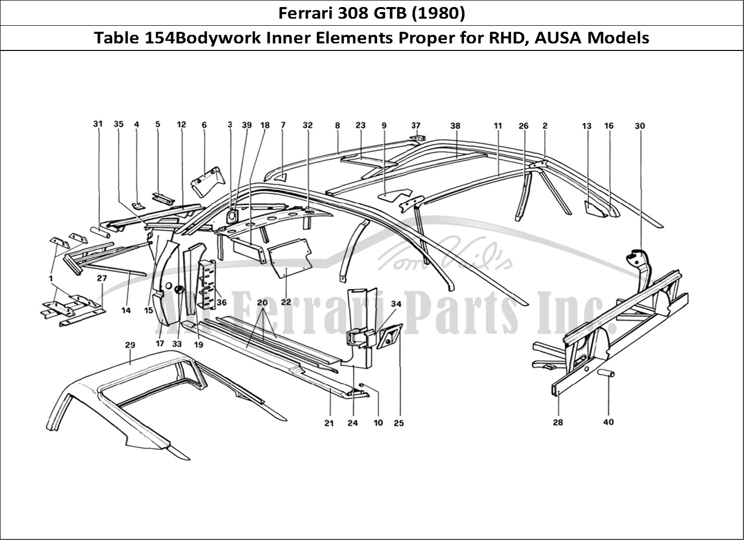 Ferrari Parts Ferrari 308 GTB (1980) Page 154 Body Shell - Inner Elemen