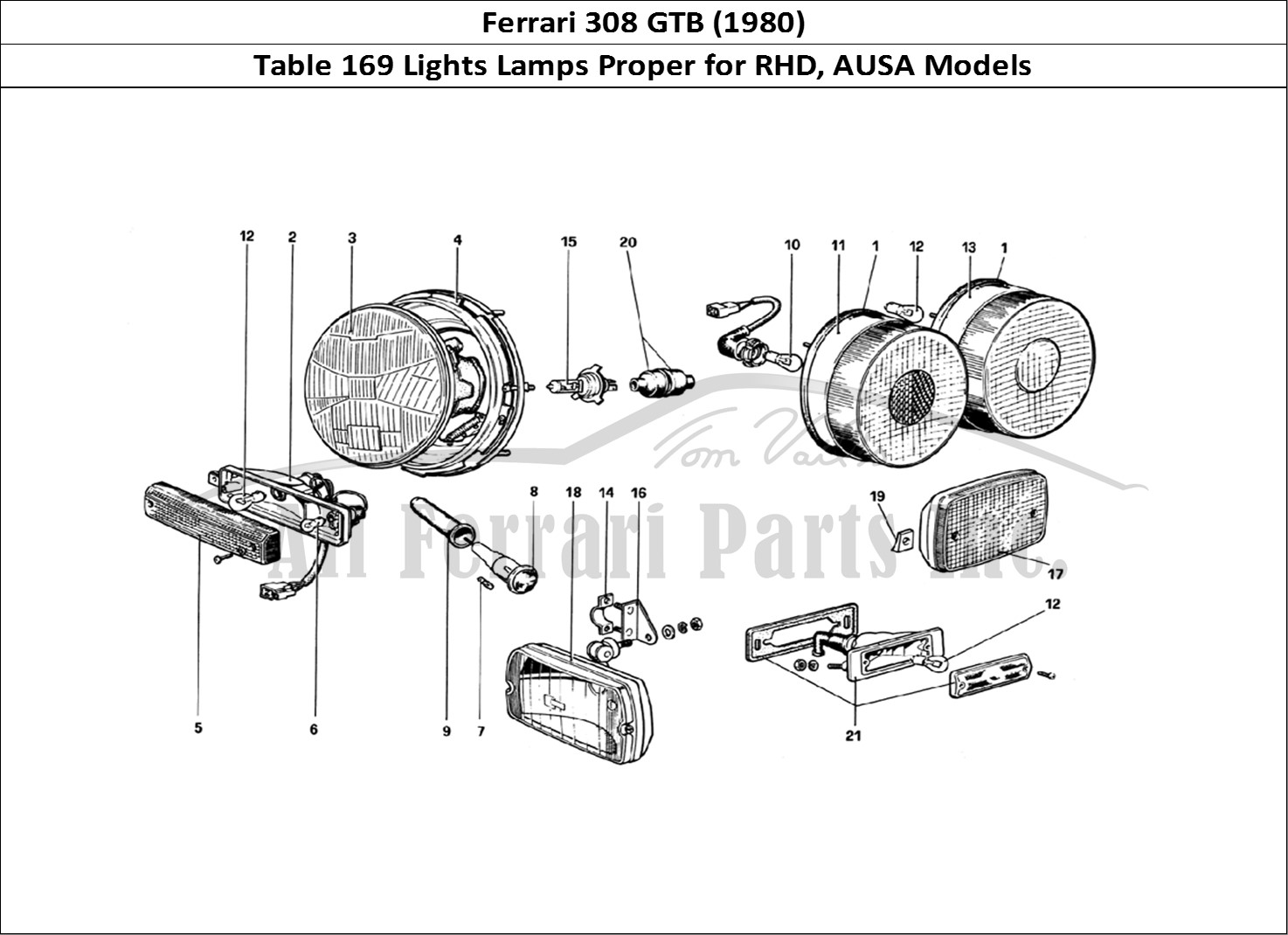 Ferrari Parts Ferrari 308 GTB (1980) Page 169 Lights (Variants for RHD