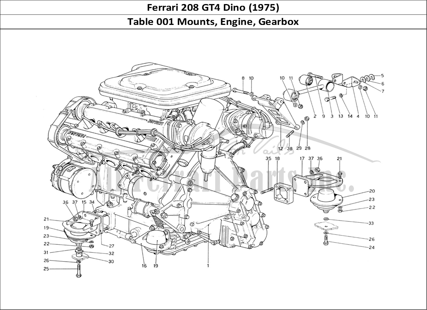 Ferrari Parts Ferrari 208 GT4 Dino (1975) Page 001 Engine - Gearbox and Supp