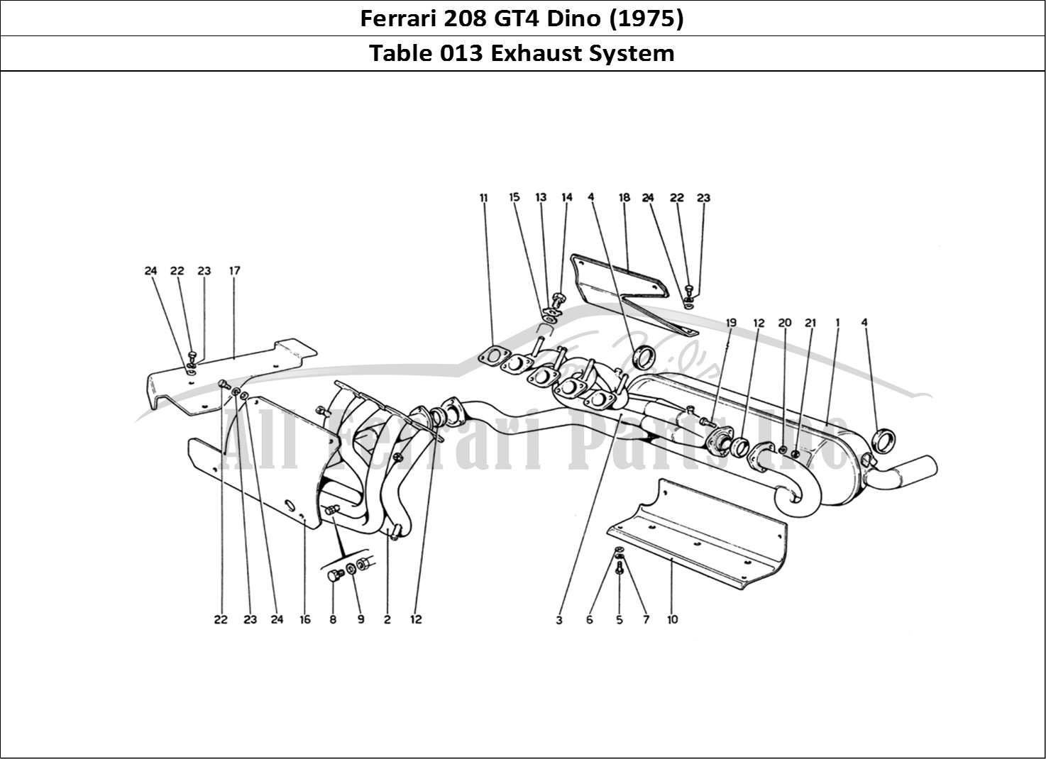 Ferrari Parts Ferrari 208 GT4 Dino (1975) Page 013 Exhaust System