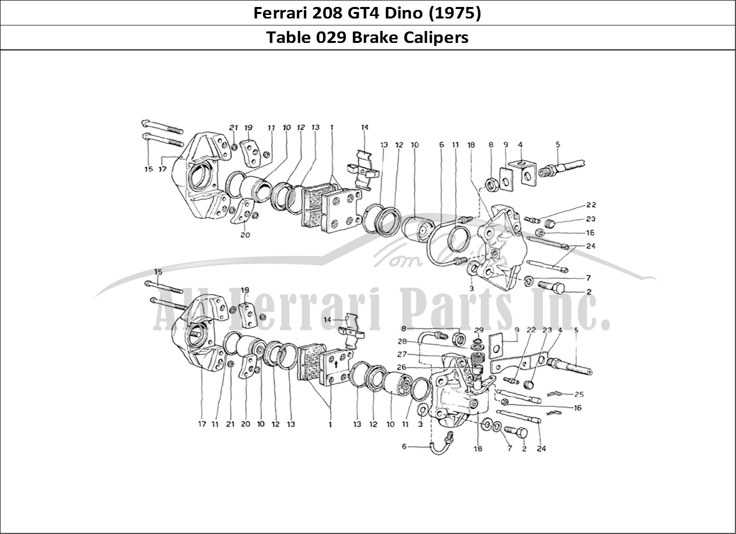 Ferrari Parts Ferrari 208 GT4 Dino (1975) Page 029 Calipers for Front and Re