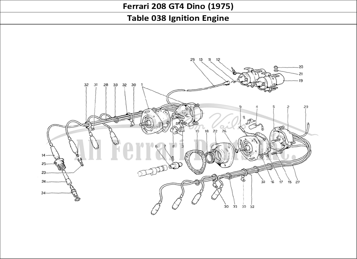 Ferrari Parts Ferrari 208 GT4 Dino (1975) Page 038 Engine Ignition