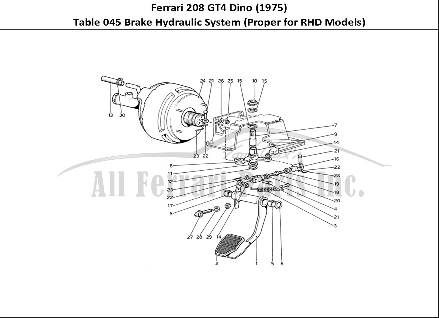 Ferrari Parts Ferrari 208 GT4 Dino (1975) Page 045 Brake Hydraulic System (V