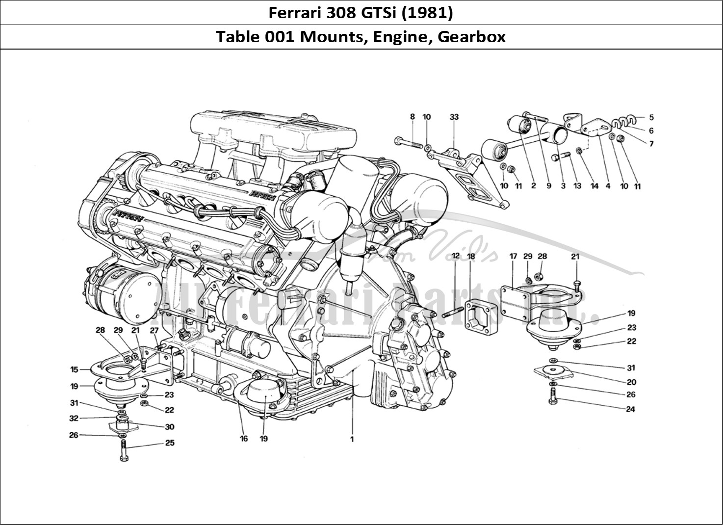 Ferrari Parts Ferrari 308 GTBi (1981) Page 001 Engine - Gearbox and Supp