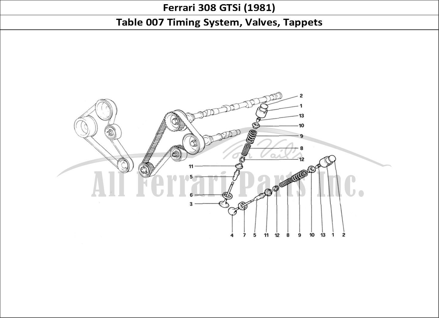 Ferrari Parts Ferrari 308 GTBi (1981) Page 007 Timing System - Tappets