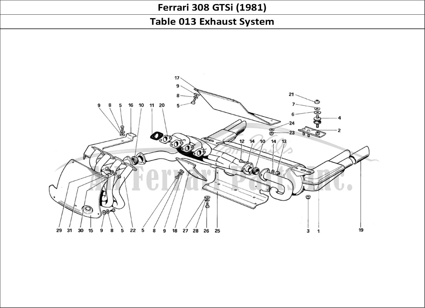 Ferrari Parts Ferrari 308 GTBi (1981) Page 013 Exhaust System