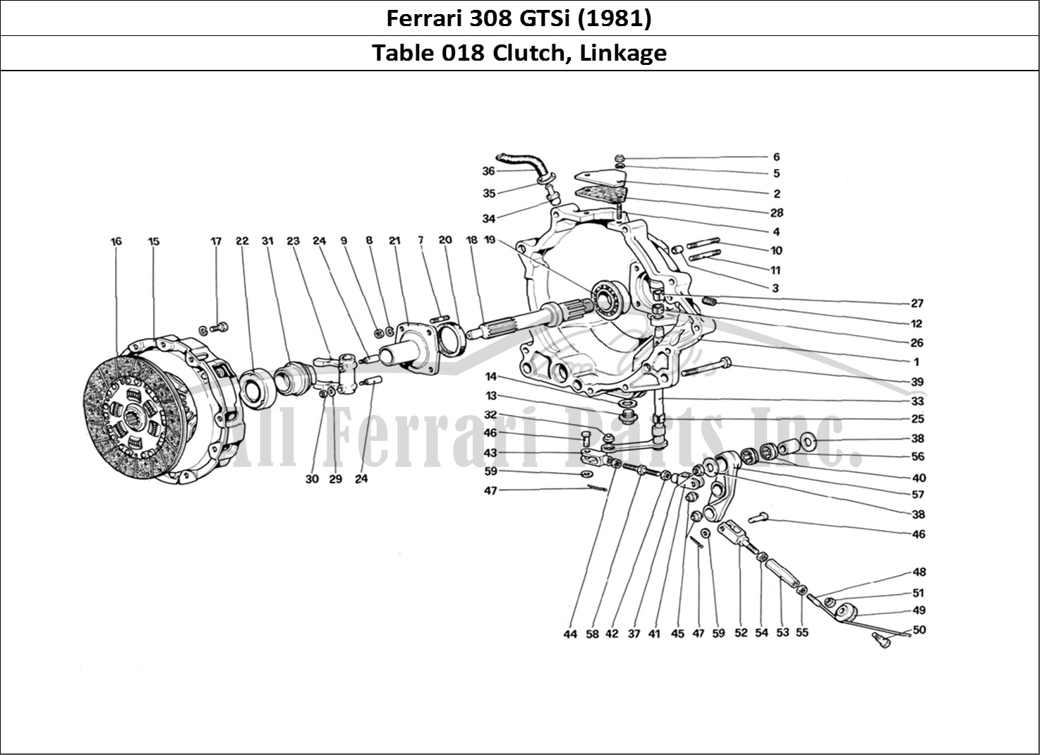 Ferrari Parts Ferrari 308 GTBi (1981) Page 018 Clutch and Controls
