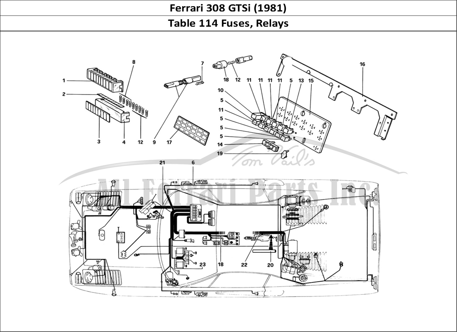 Ferrari Parts Ferrari 308 GTBi (1981) Page 114 Fuses and Relays