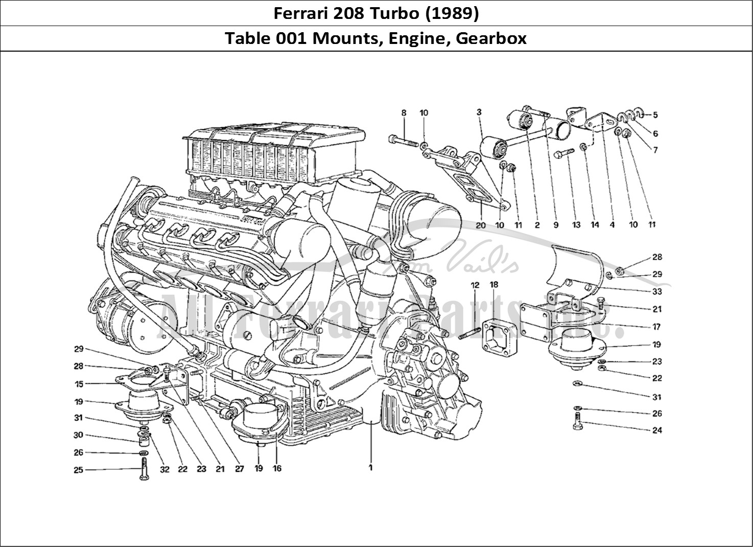 Ferrari Parts Ferrari 208 Turbo (1989) Page 001 Engine - Gearbox and Supp