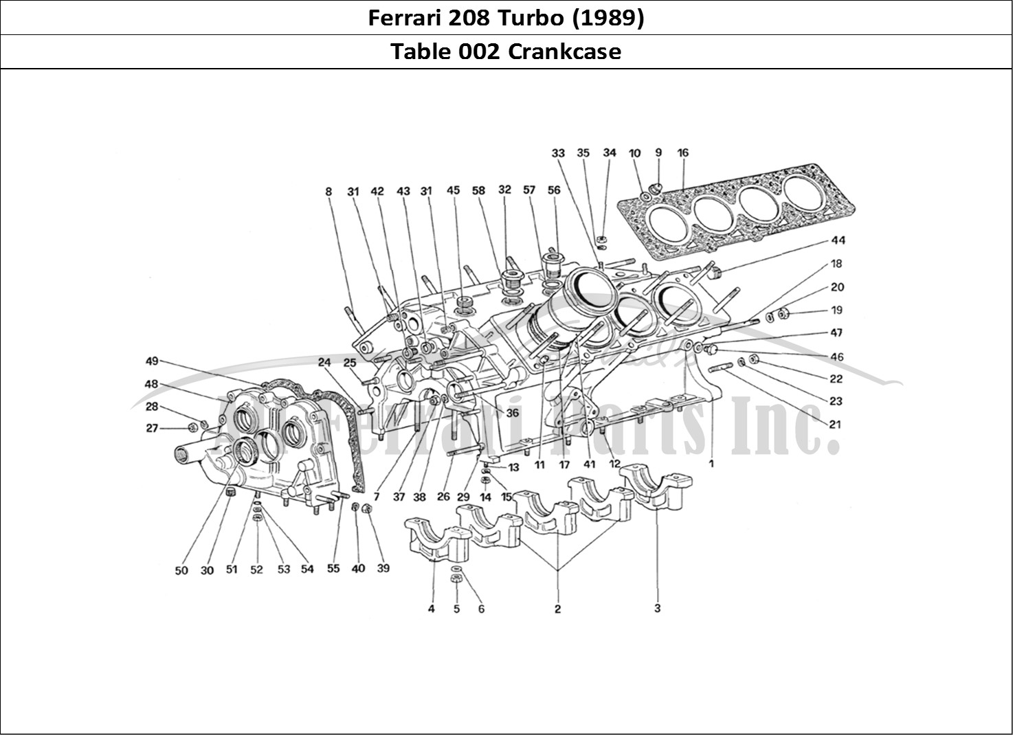 Ferrari Parts Ferrari 208 Turbo (1989) Page 002 Crankcase