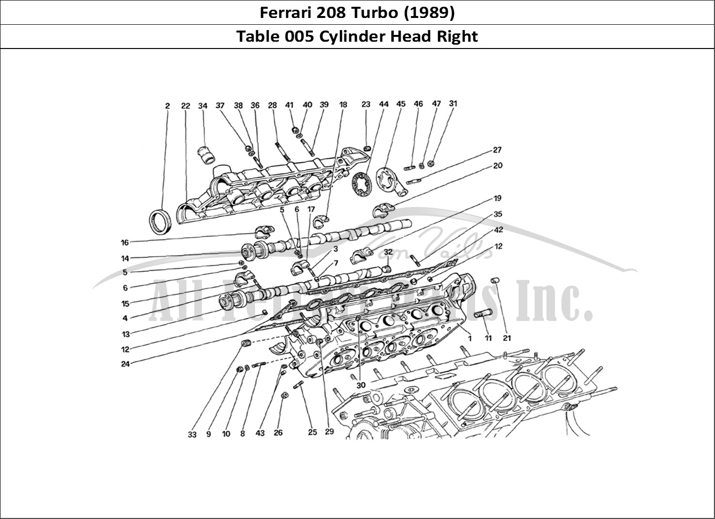 Ferrari Parts Ferrari 208 Turbo (1989) Page 005 Cylinder Head (Right)