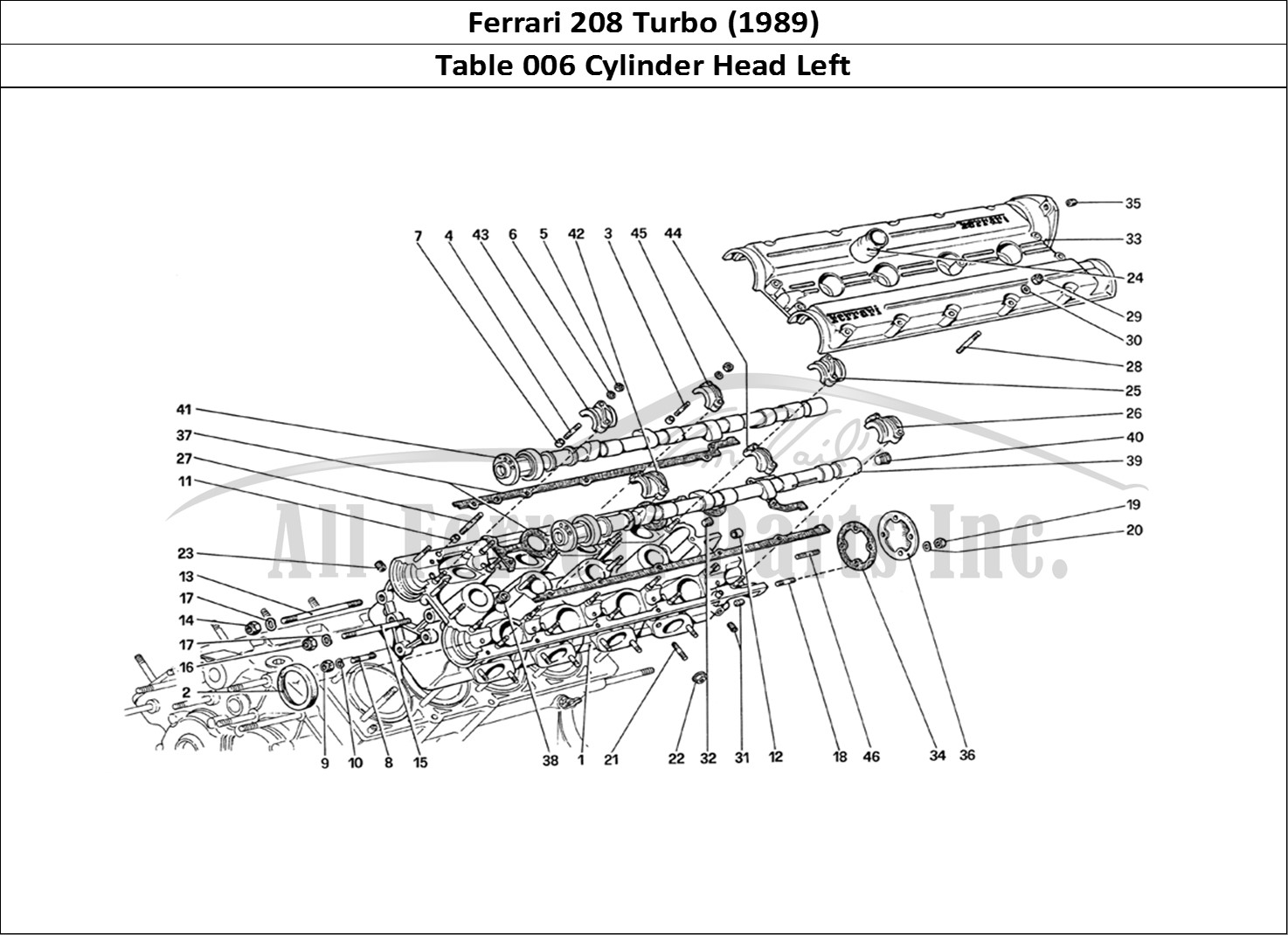 Ferrari Parts Ferrari 208 Turbo (1989) Page 006 Cylinder Head (Left)