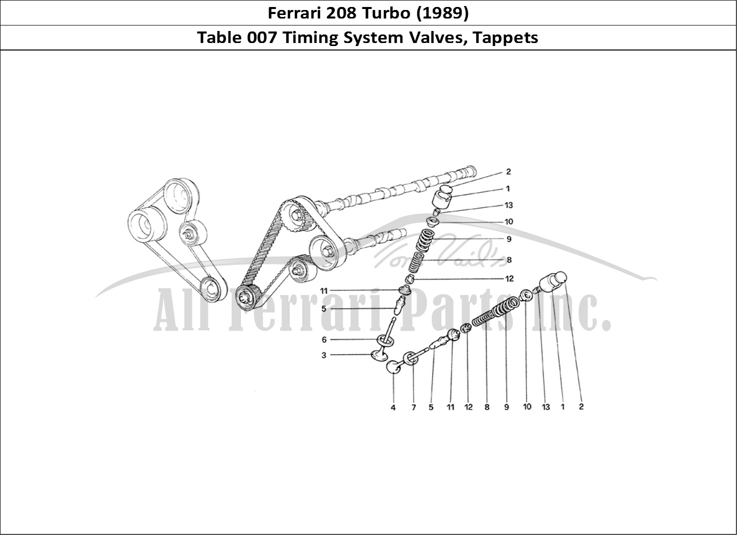 Ferrari Parts Ferrari 208 Turbo (1989) Page 007 Timing System - Tapppets
