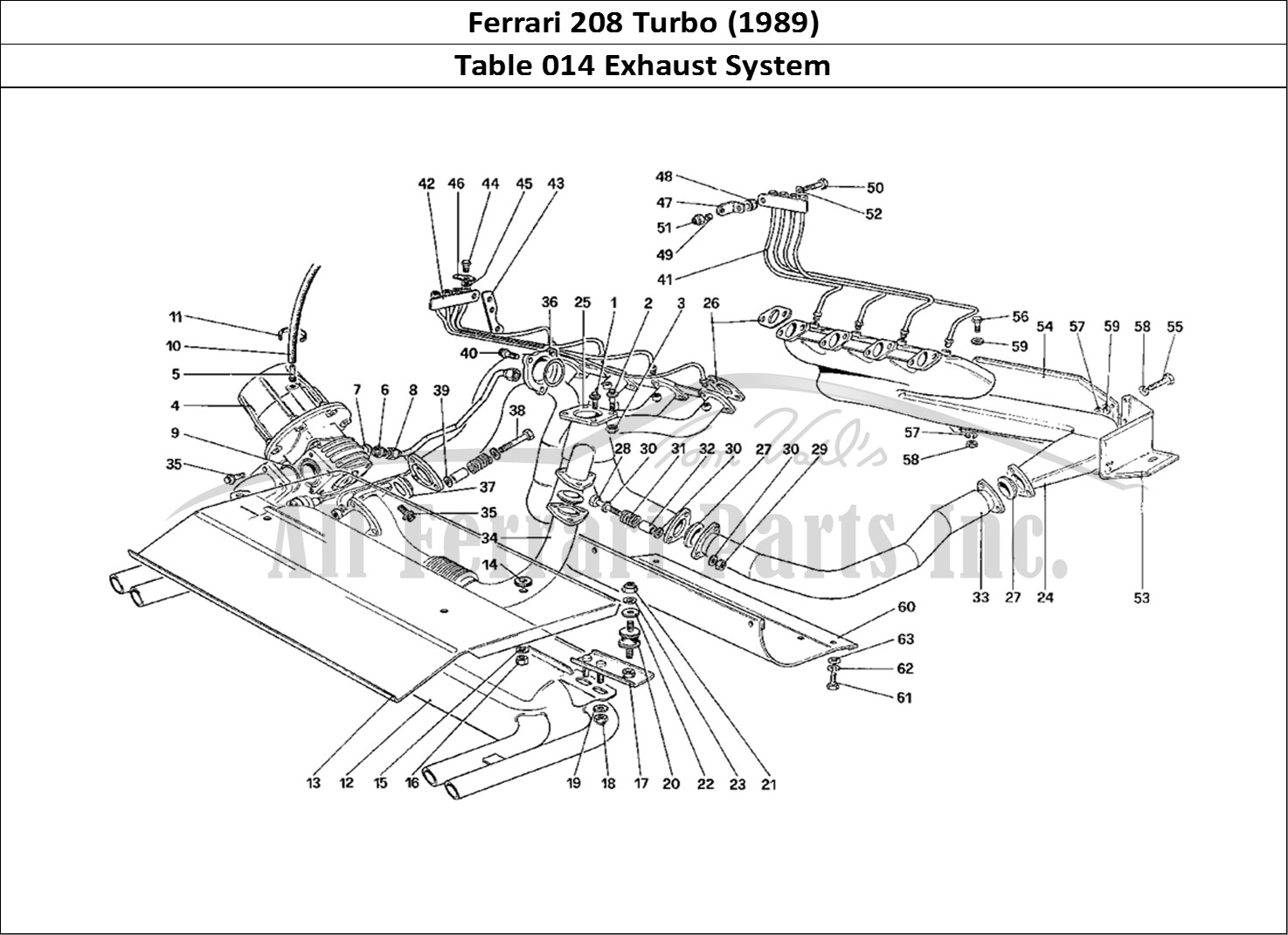 Ferrari Parts Ferrari 208 Turbo (1989) Page 014 Exhaust System