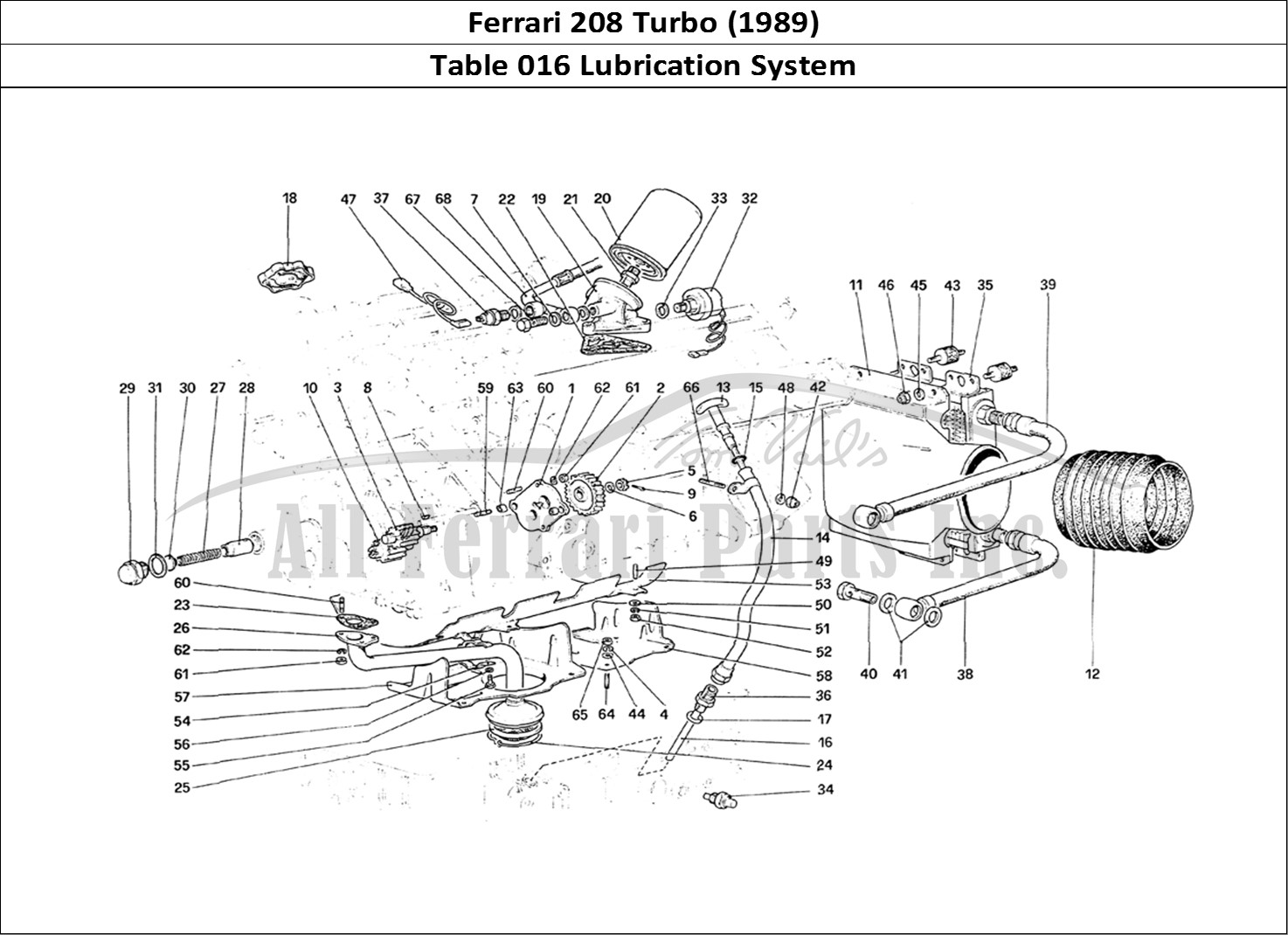 Ferrari Parts Ferrari 208 Turbo (1989) Page 016 Lubrication System