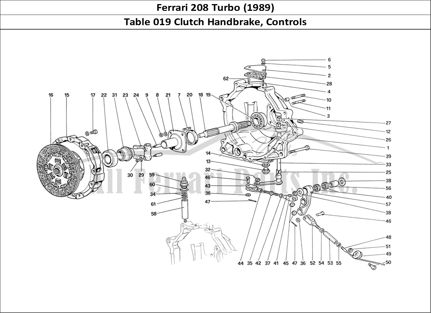 Ferrari Parts Ferrari 208 Turbo (1989) Page 019 Clutch and Controls