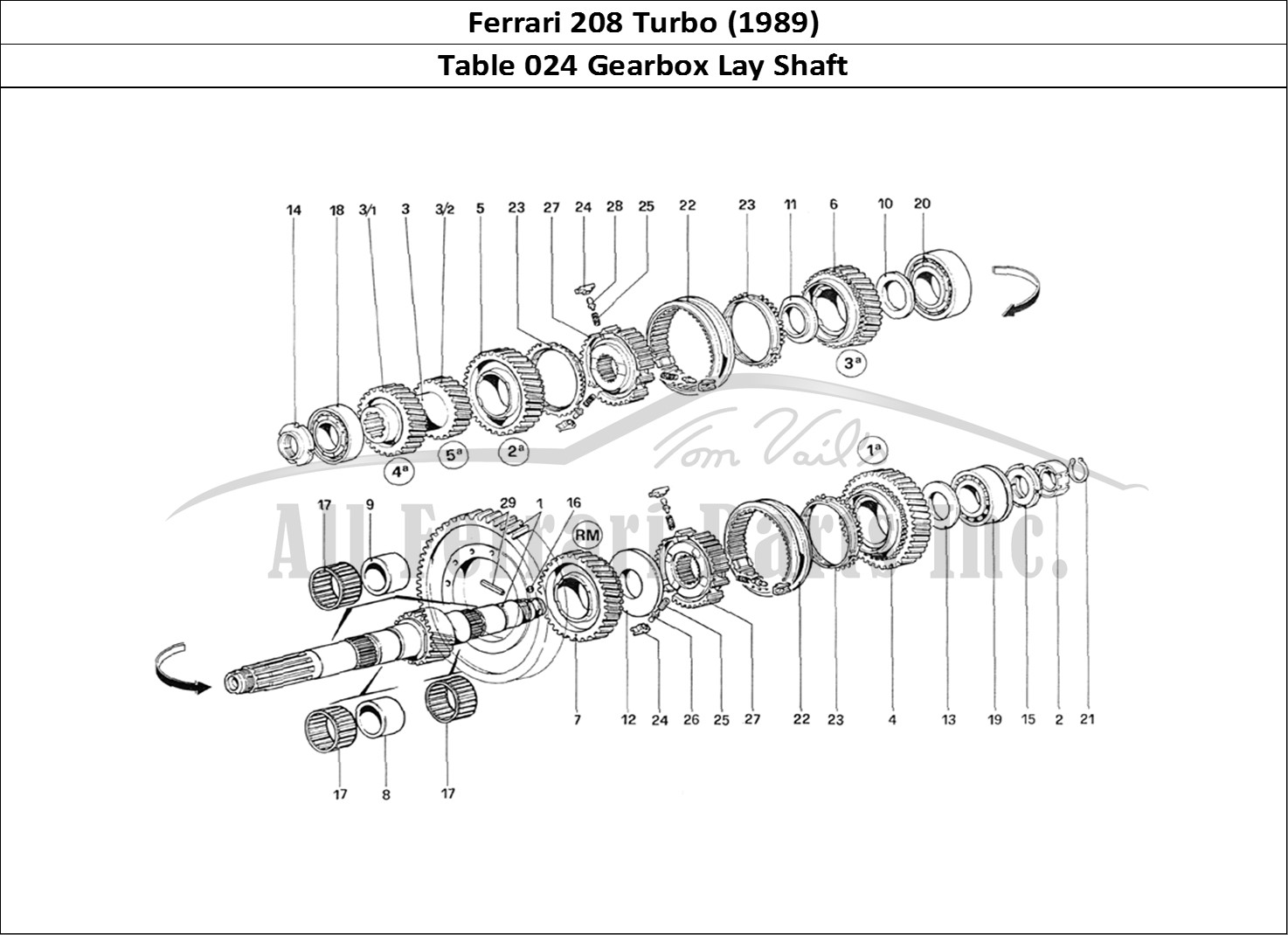 Ferrari Parts Ferrari 208 Turbo (1989) Page 024 Lay Shaft Gears