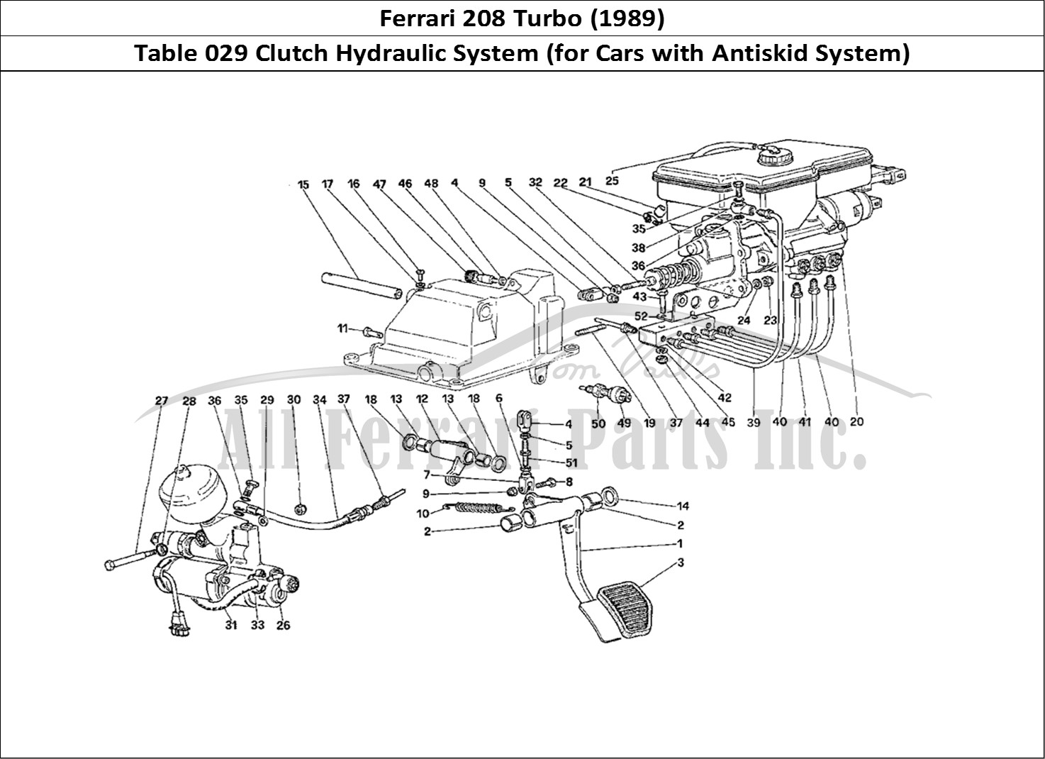 Ferrari Parts Ferrari 208 Turbo (1989) Page 029 Clutch Hydraulic System (