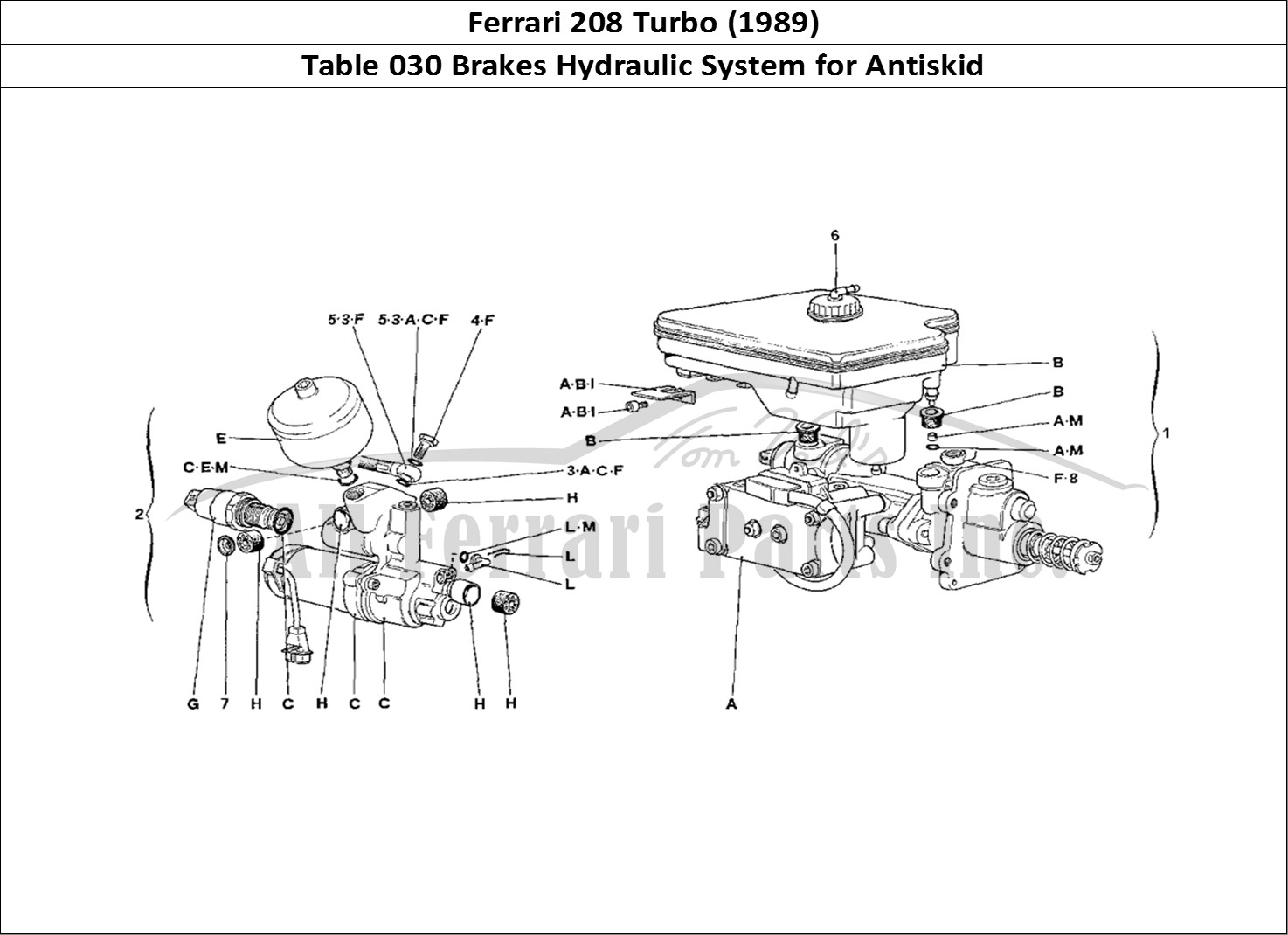 Ferrari Parts Ferrari 208 Turbo (1989) Page 030 Hydraulic System for Anti