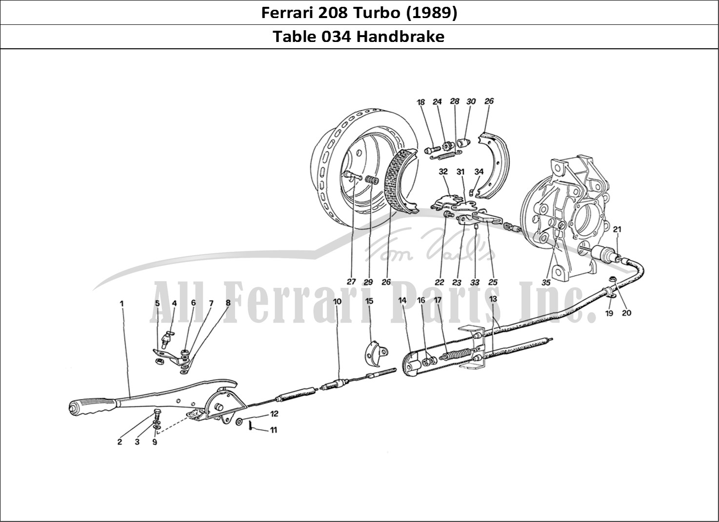 Ferrari Parts Ferrari 208 Turbo (1989) Page 034 Hand - Brake Control