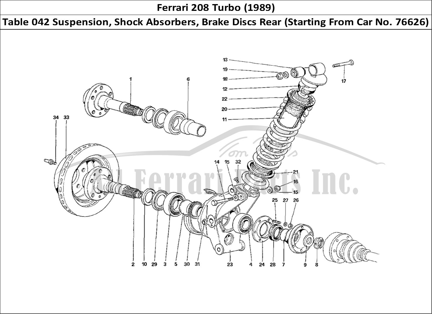 Ferrari Parts Ferrari 208 Turbo (1989) Page 042 Rear Suspension - Shock A
