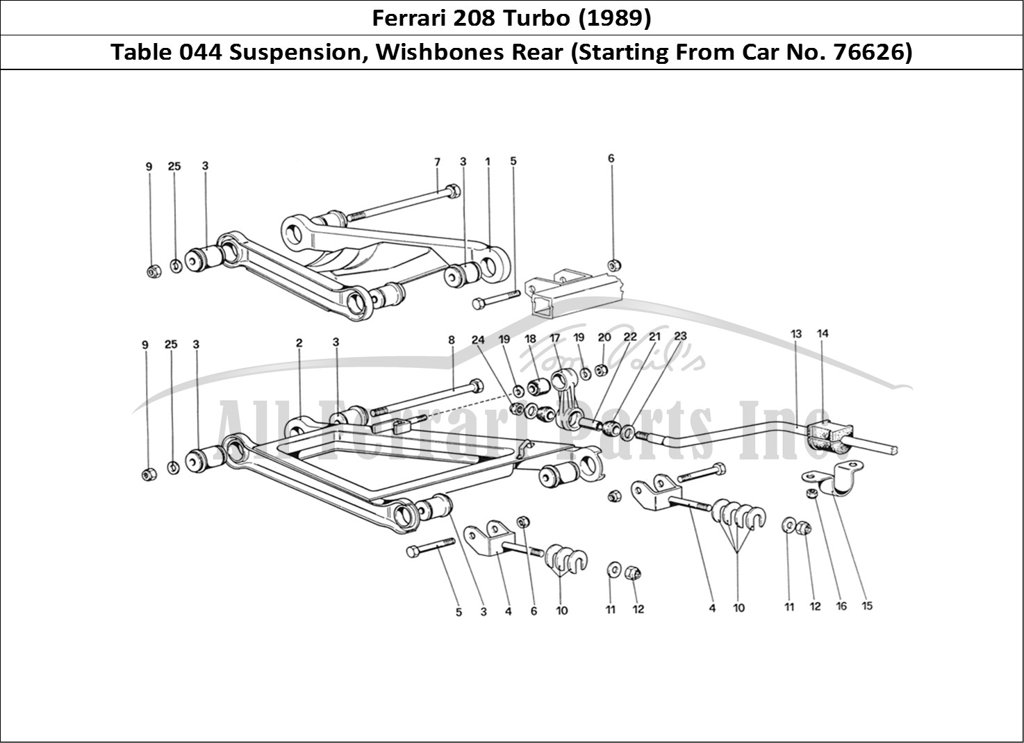 Ferrari Parts Ferrari 208 Turbo (1989) Page 044 Rear Suspension - Wishbon