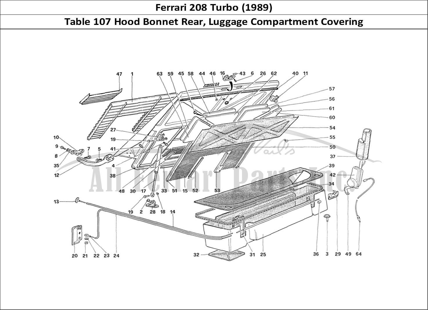 Ferrari Parts Ferrari 208 Turbo (1989) Page 107 Rear Bonnet and Luggagr C