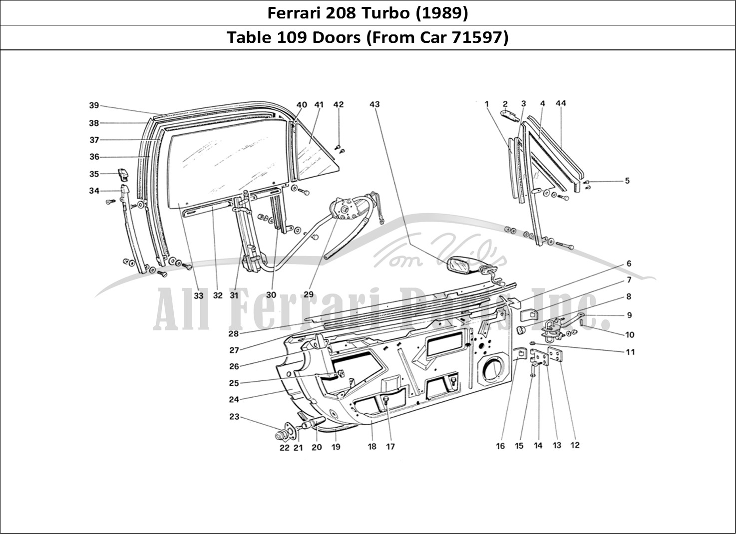 Ferrari Parts Ferrari 208 Turbo (1989) Page 109 Doors (From Car 71597)