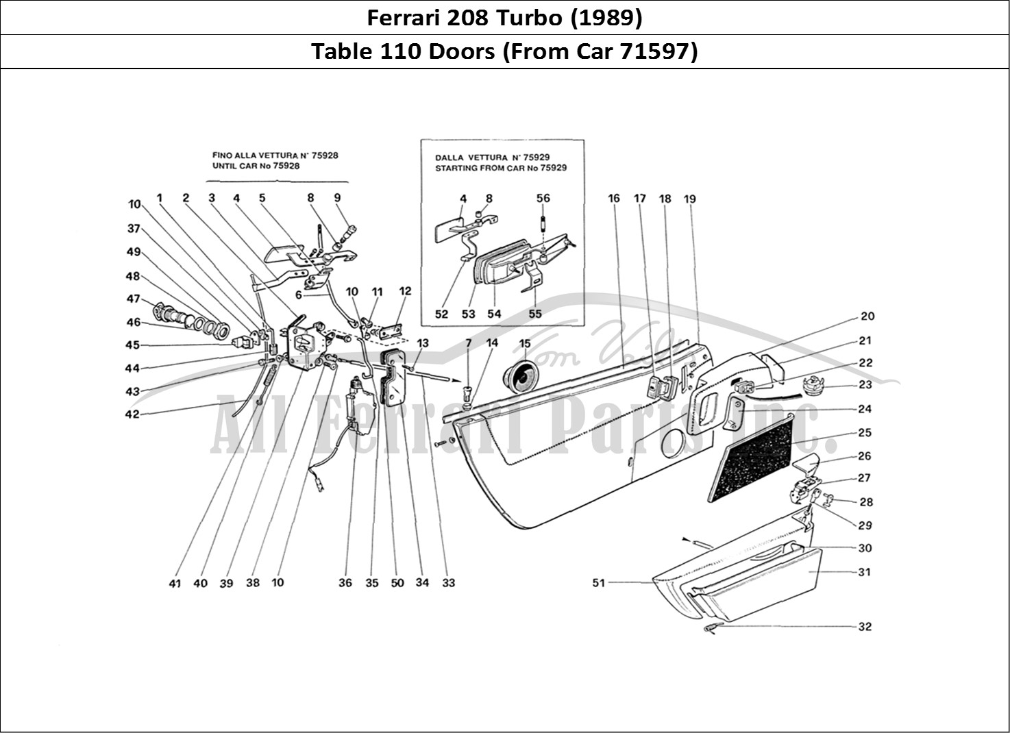 Ferrari Parts Ferrari 208 Turbo (1989) Page 110 Doors (From Car 71597)