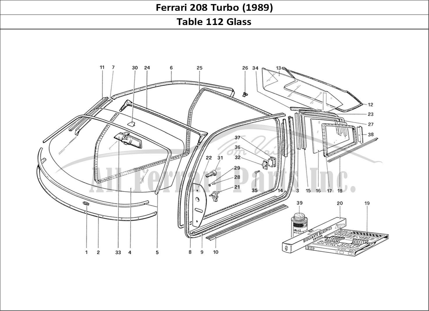 Ferrari Parts Ferrari 208 Turbo (1989) Page 112 Glasses