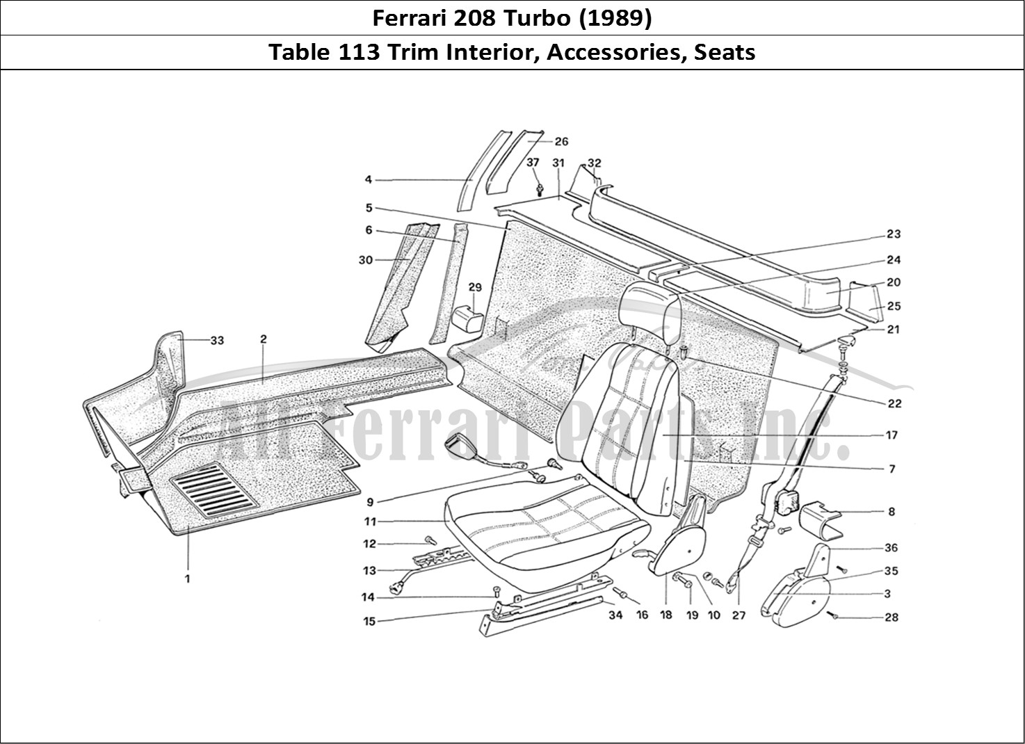 Ferrari Parts Ferrari 208 Turbo (1989) Page 113 Interior Trim, Accessorie
